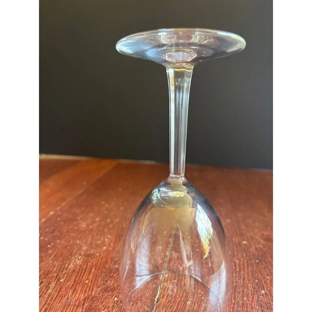 Vintage Clear Glass Stemmed Wine Goblet Faceted Stem Water Glass 6.75 Inch